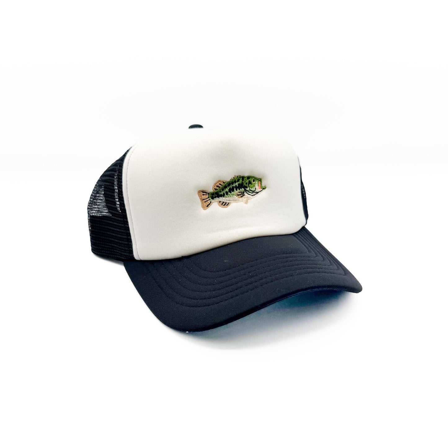 Bass Fish Trucker Hat | Black/White