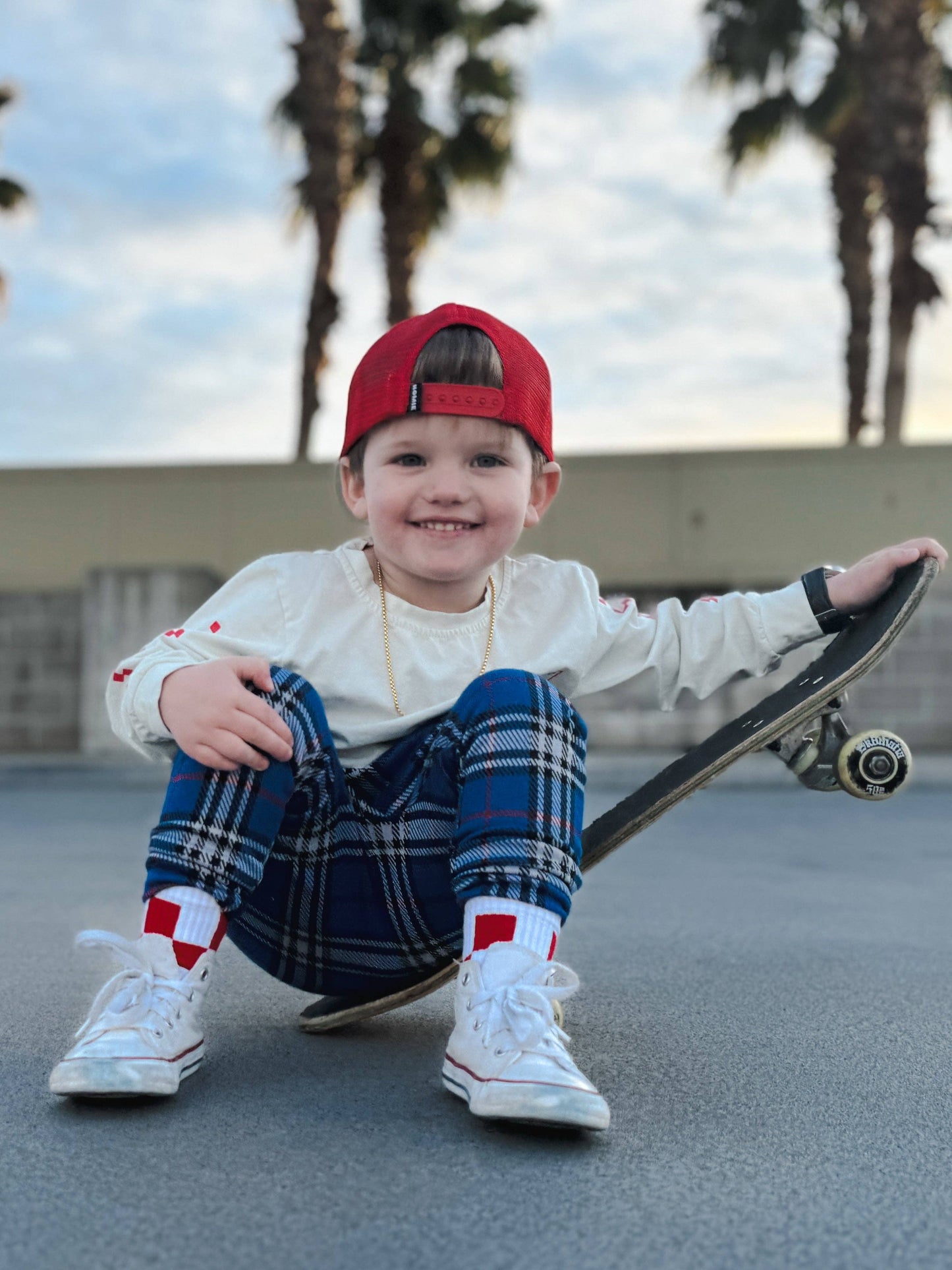 Red + White Checker Sock