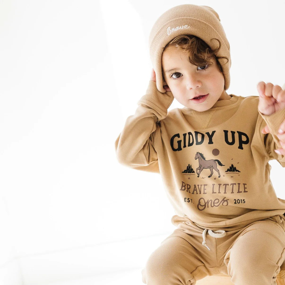 Giddy Up Bamboo French Terry Pullover | Pecan