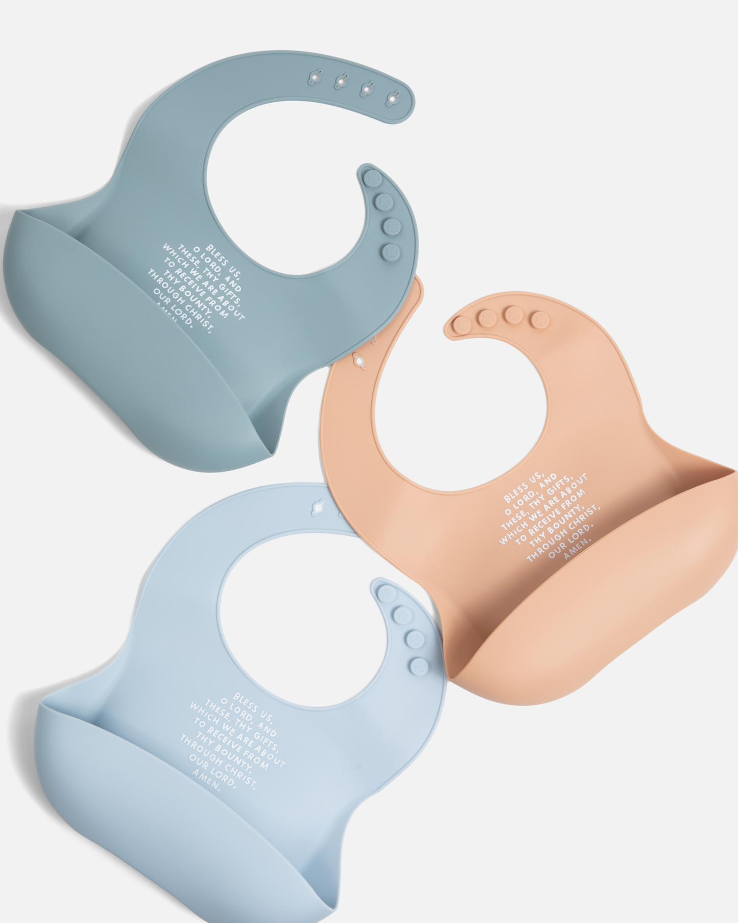 Meal Blessing Silicone Bib: Powder Blue