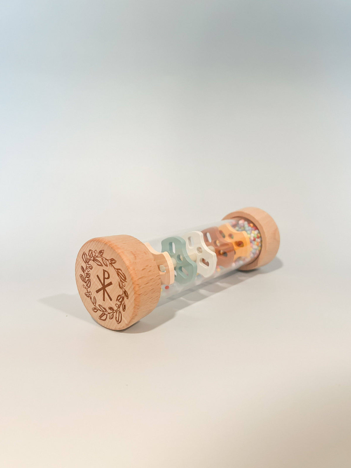 Chi-Rho Christian Beaded Raindrops | Montessori Wooden Rainmaker