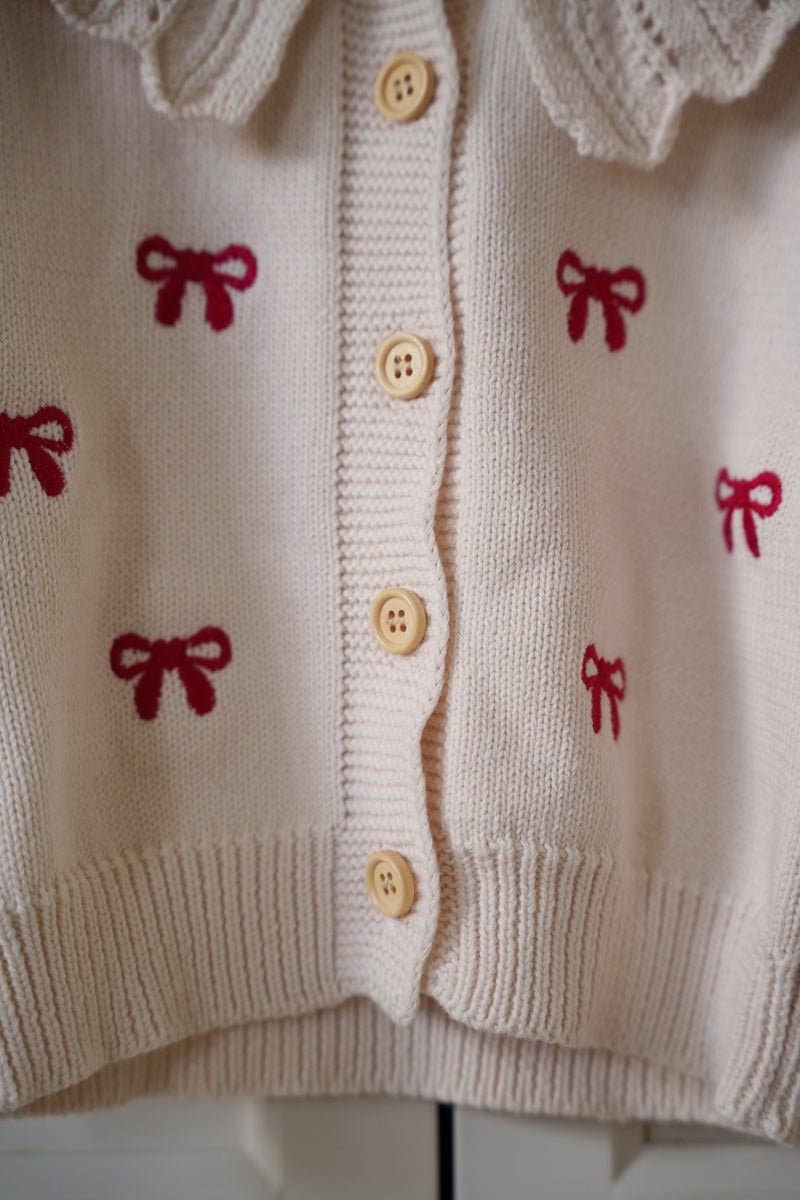 Peter Pan Collar Bow Cardigan