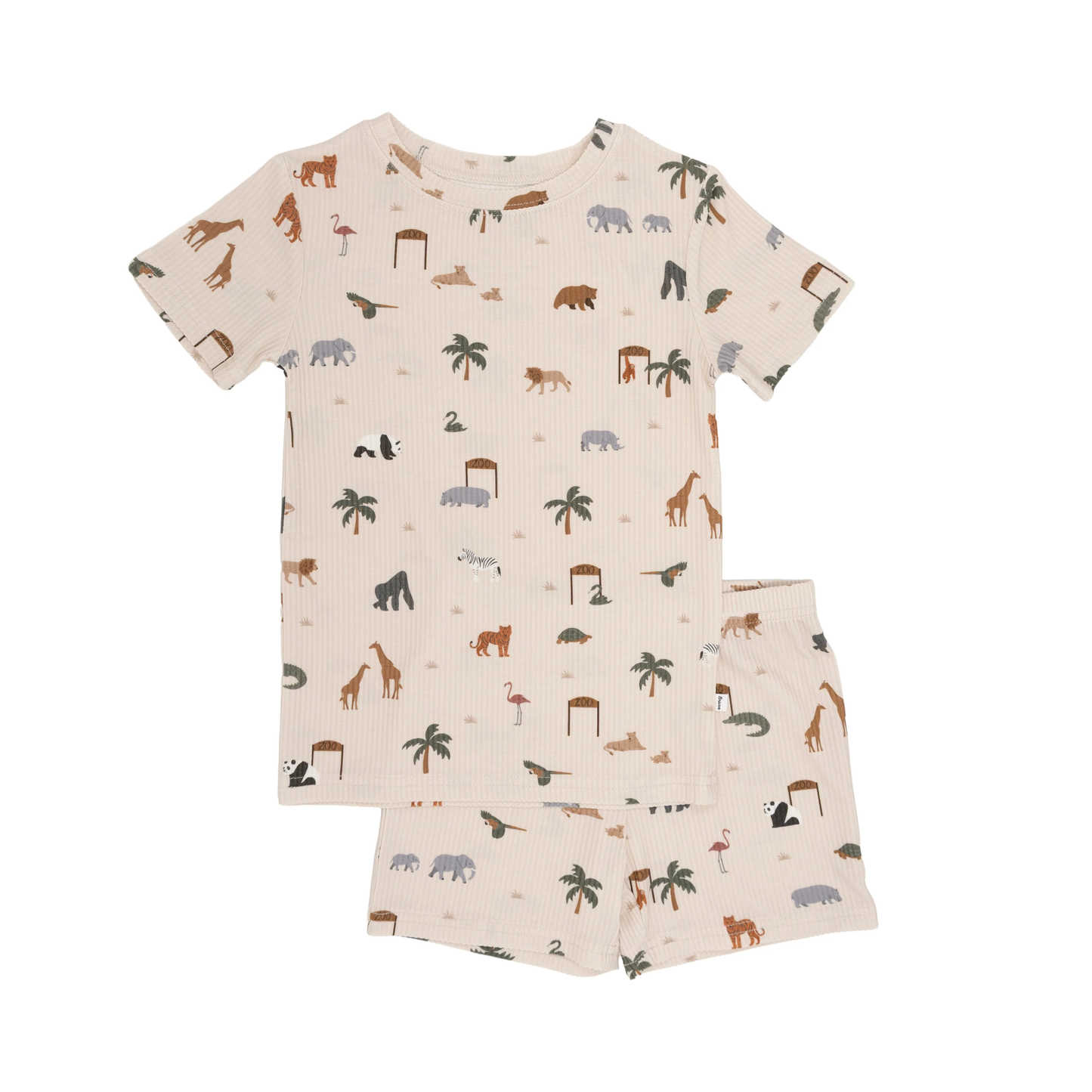 Shorts Bamboo Pajama Set | Zoo Day (Ribbed)