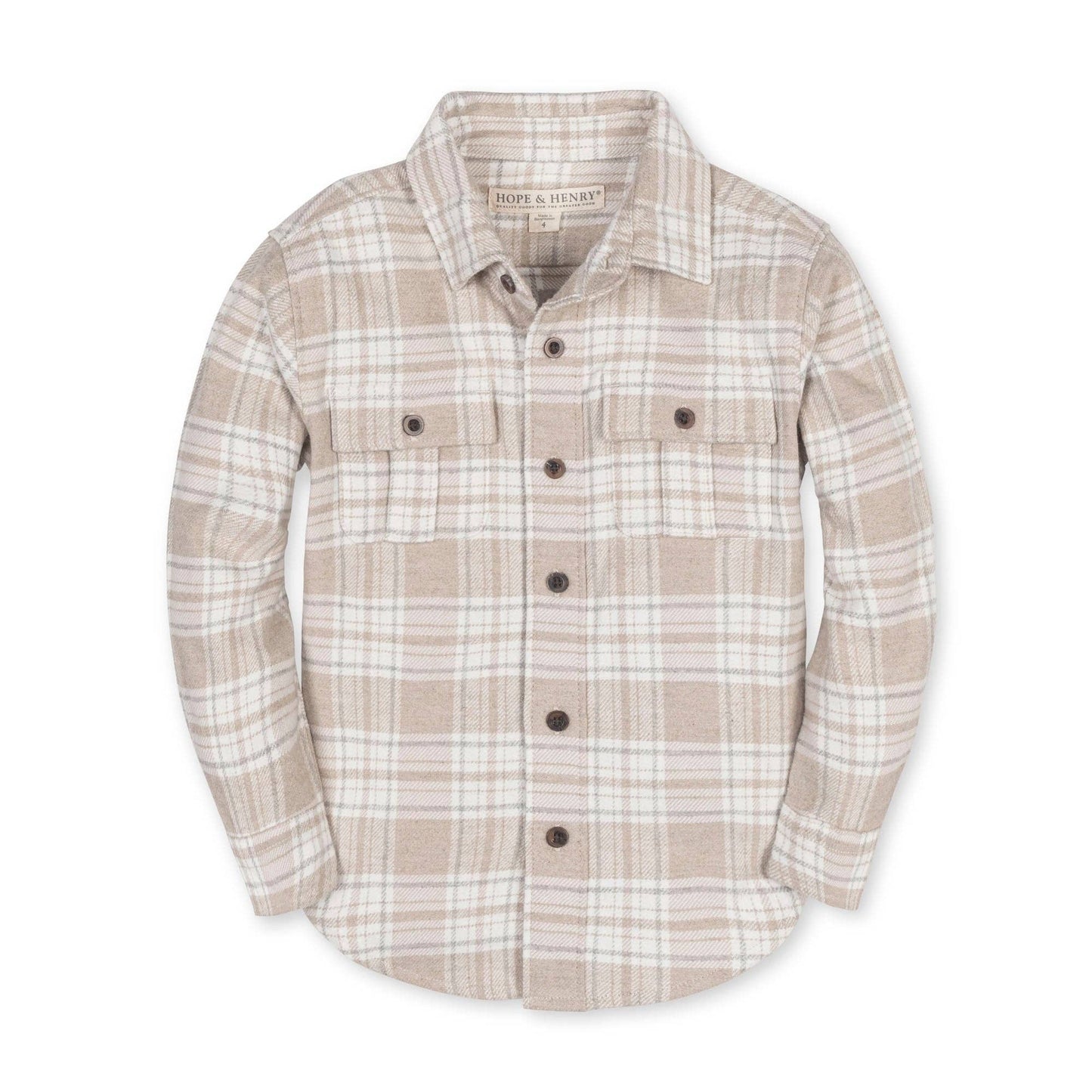 Organic Flannel Double Pocket Shirt | Taupe Heirloom Plaid