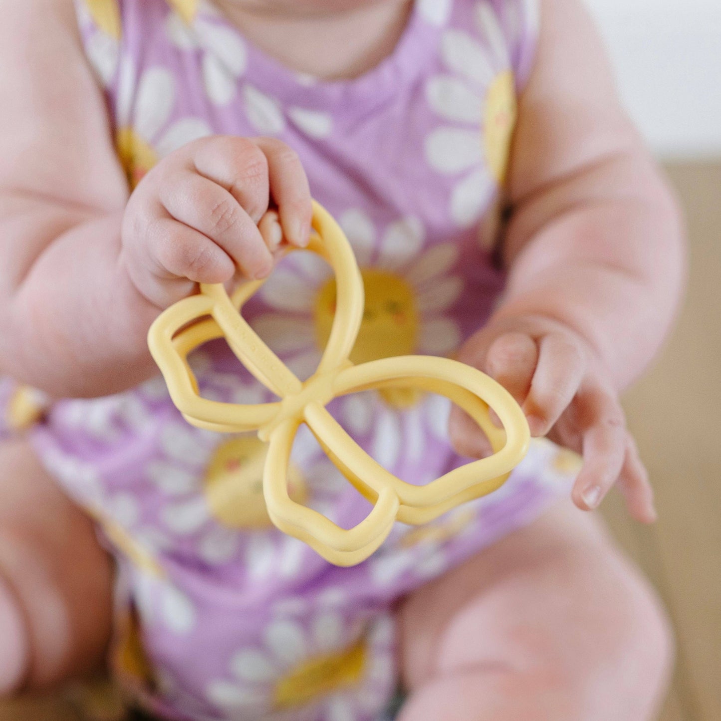 Teether Toy + Strap | Butterfly in Bluebell