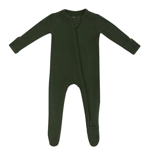 Bamboo Ribbed Zippered Footie | Fir