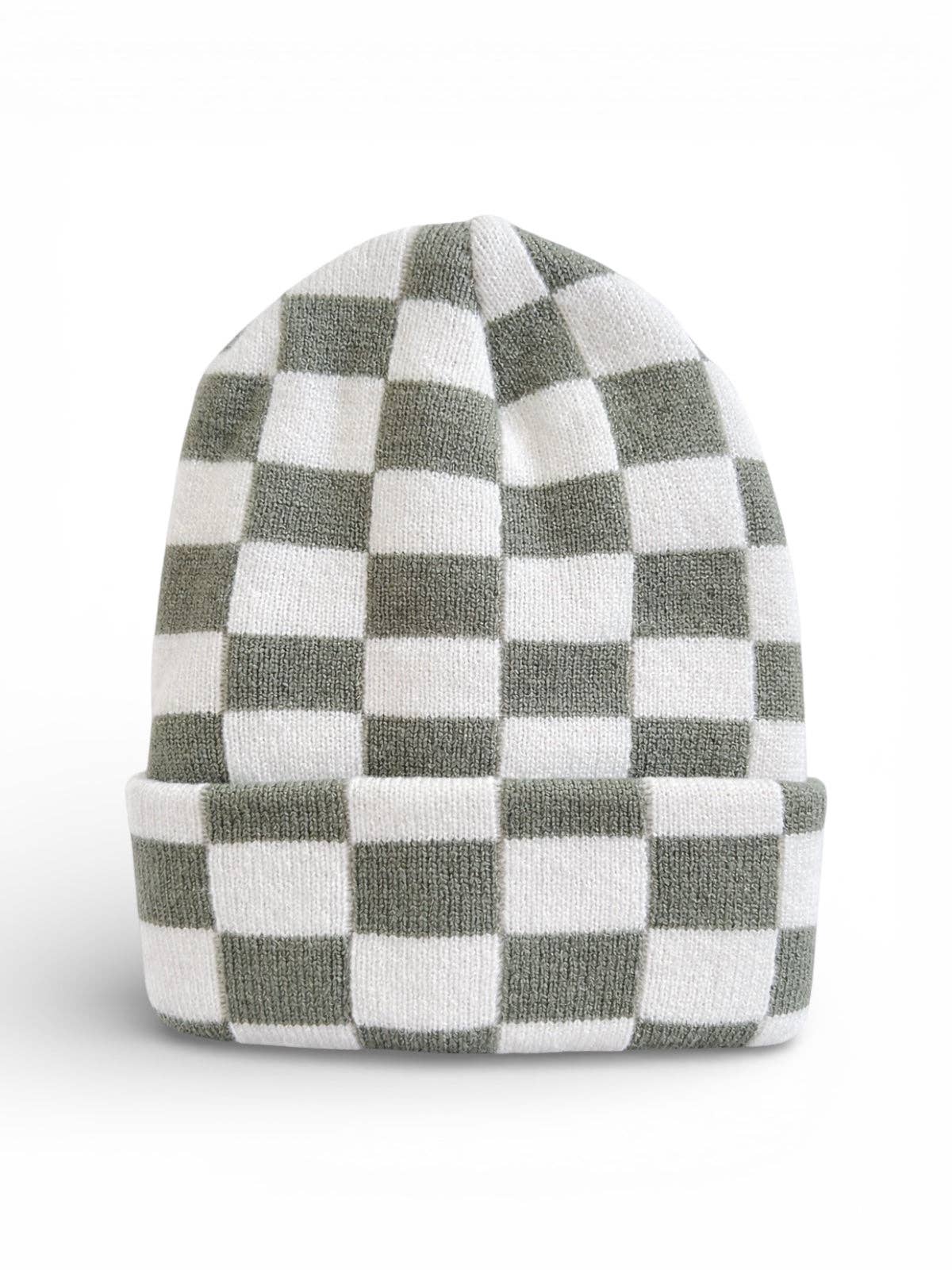 Baby's First Hat®, Fern/Warm White Checkerboard
