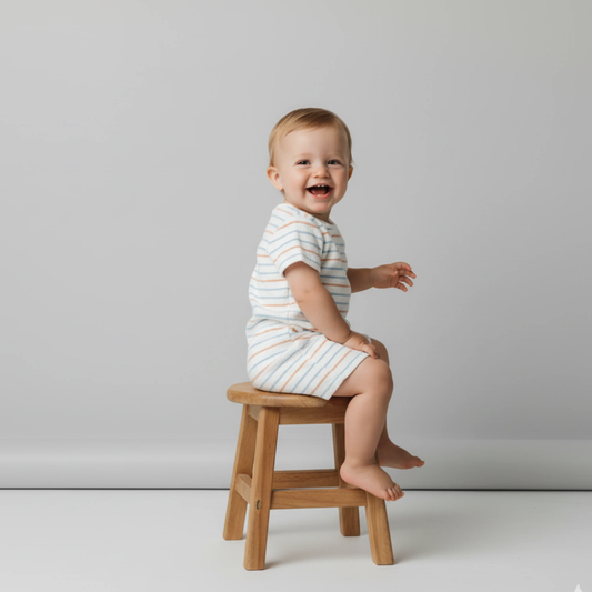Organic Short Romper | Cabana Stripes