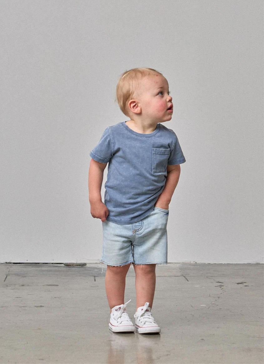 Acid Wash Pocket Tee | Navy