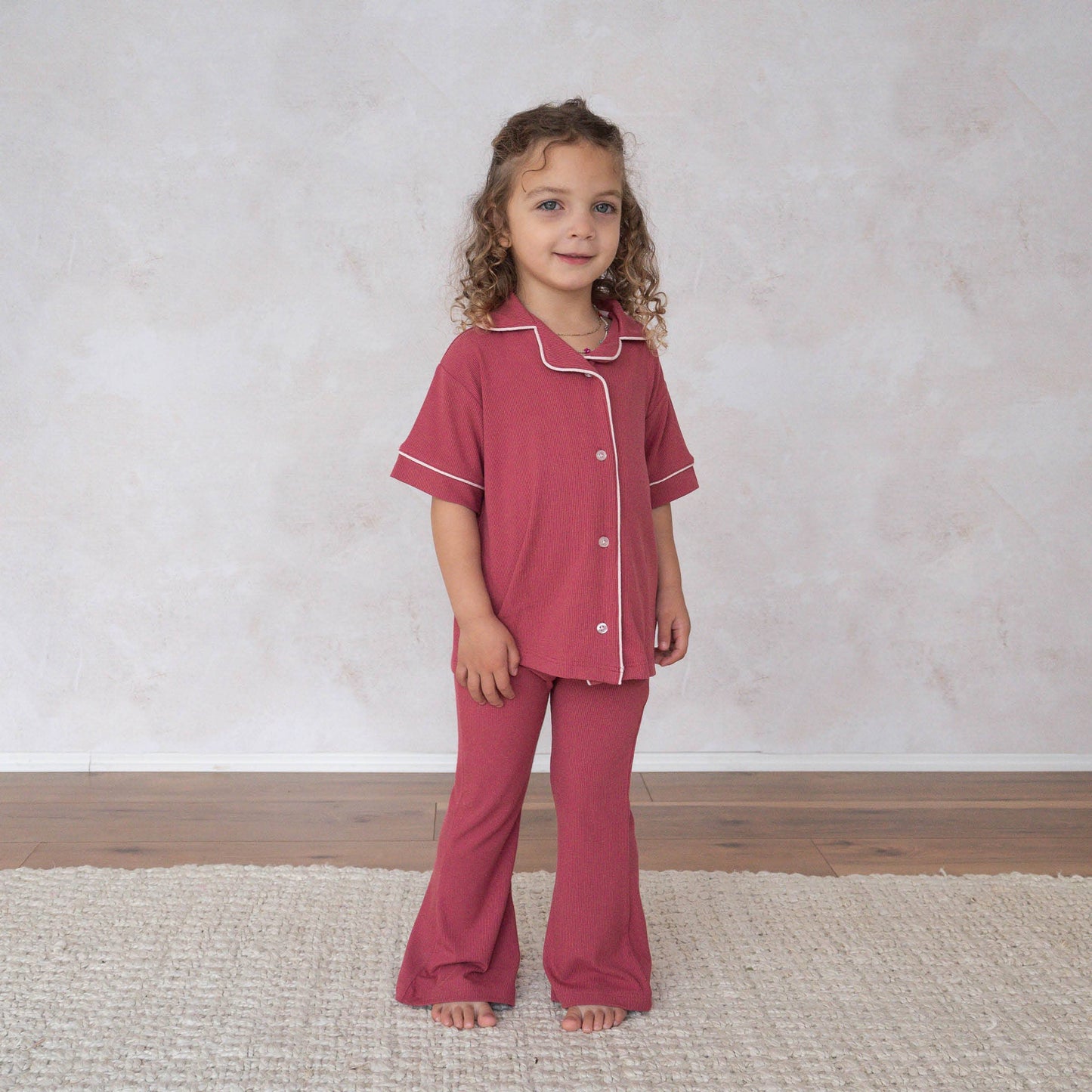 Girl's Flare Bamboo Pajama Set | Berry Ribbed