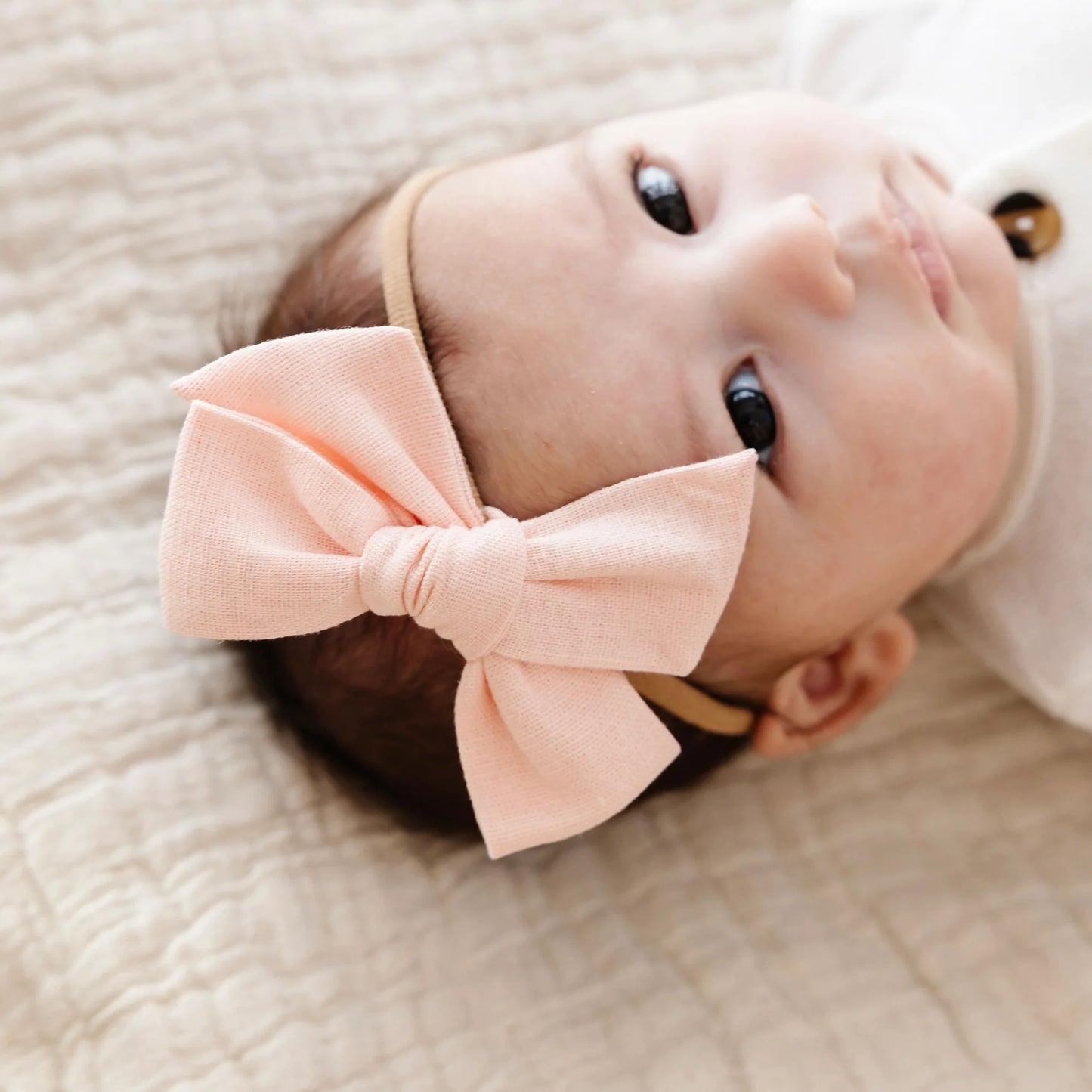 Ballet Pink Linen Bow | Nylon Headband