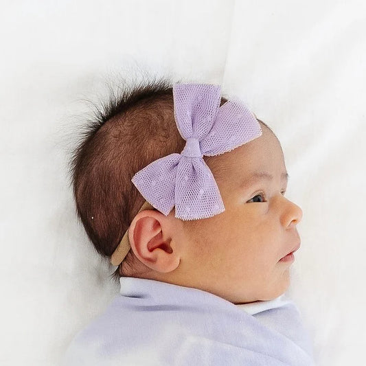 Tulle Bow Nylon 3 Pack | Lavender Dot