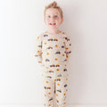 Bamboo Pajama Set | Tractors (Small Ribbed)