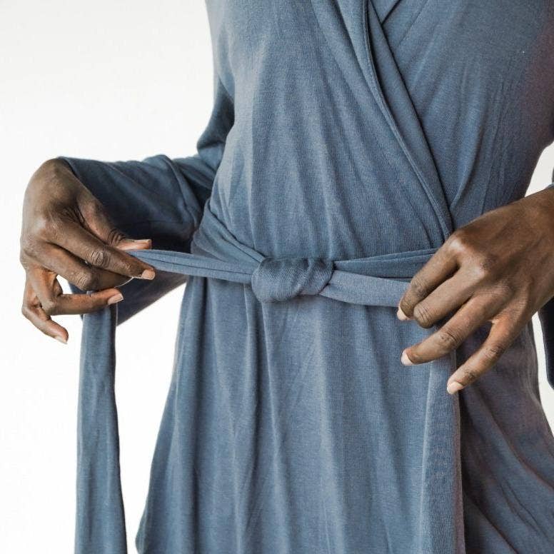 Viscose Bamboo + Organic Cotton Womens Robe | Midnight
