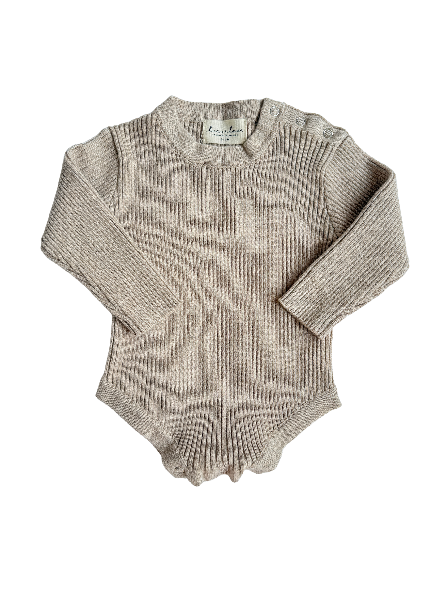 Baby Rib Bodysuit : Heather Beige