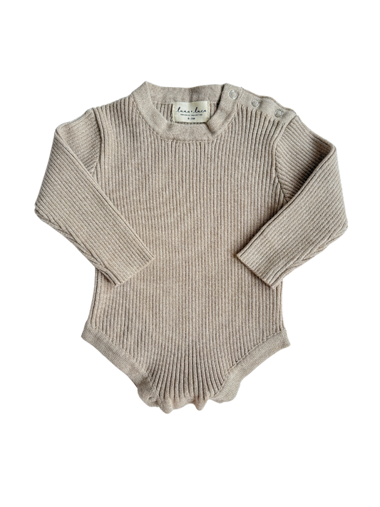 Baby Rib Bodysuit : Heather Beige