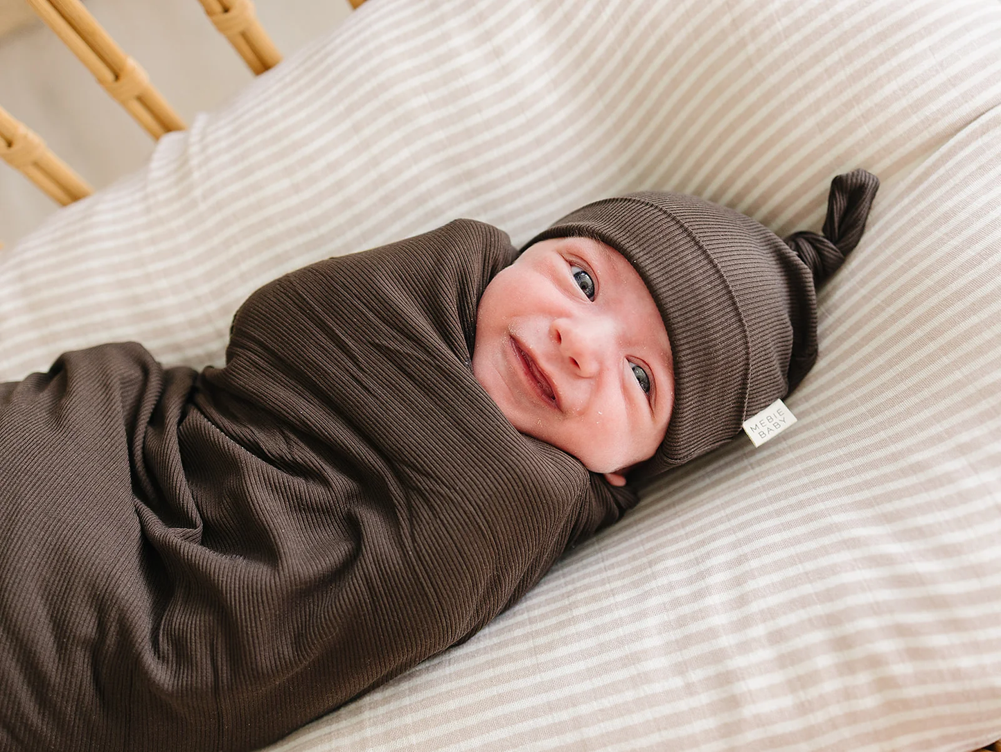 Brown Ribbed Bamboo Stretch Swaddle