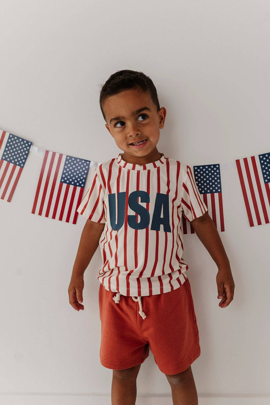 USA Stripe Bamboo Short Sleeve Tee