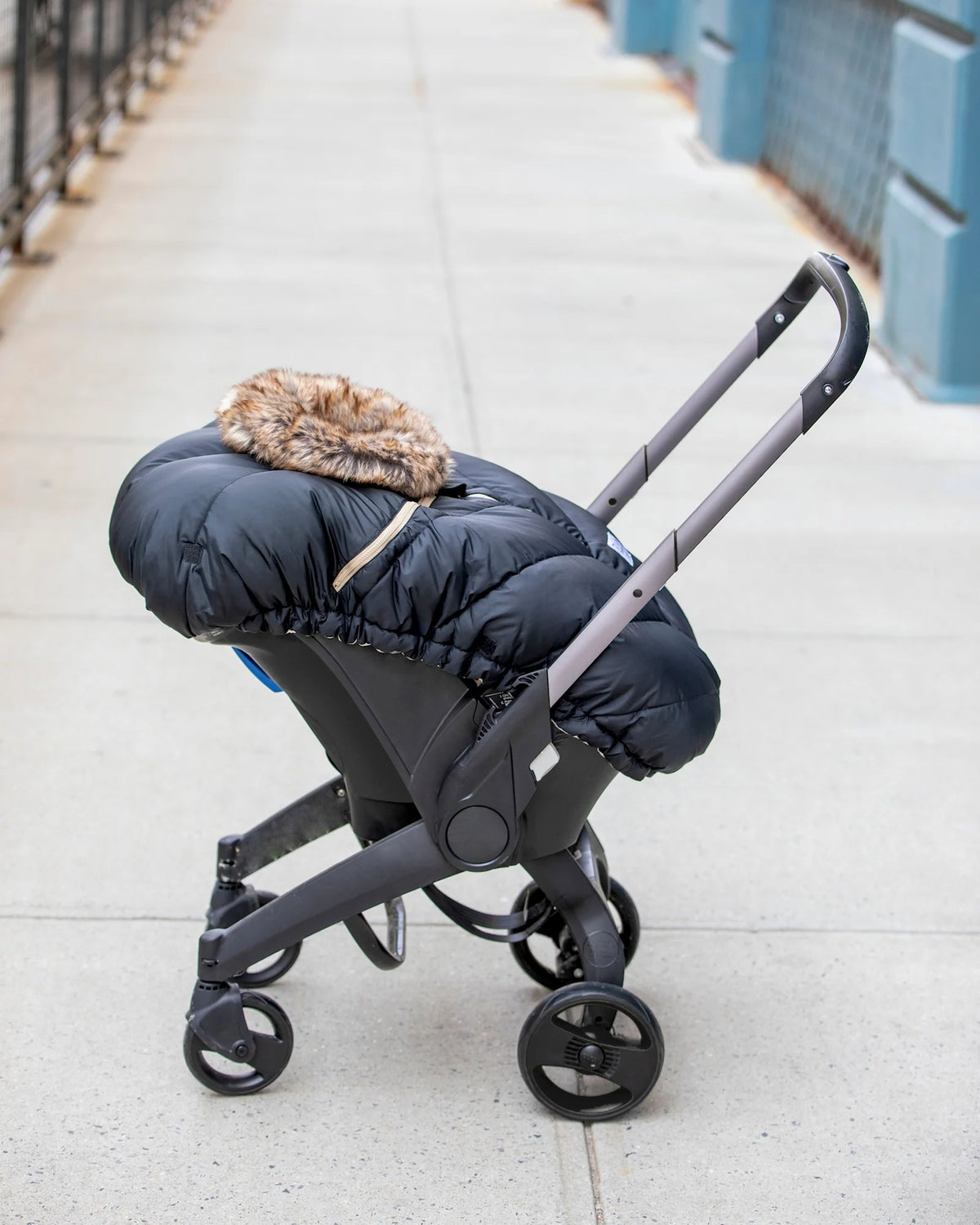 Tundra Car Seat Cocoon | Black Faux Fur