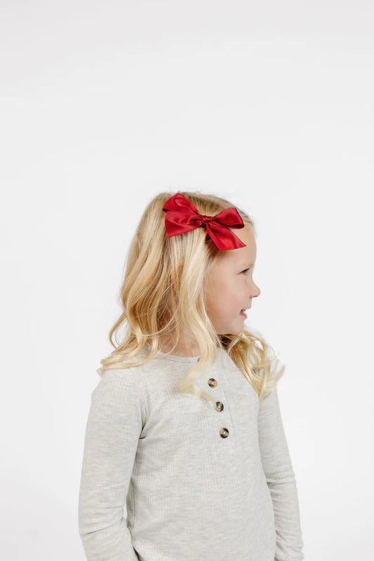 Red Satin Bow | Clip