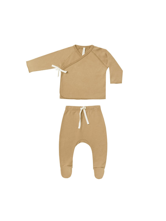 Wrap Top + Footed Pant Set | Honey