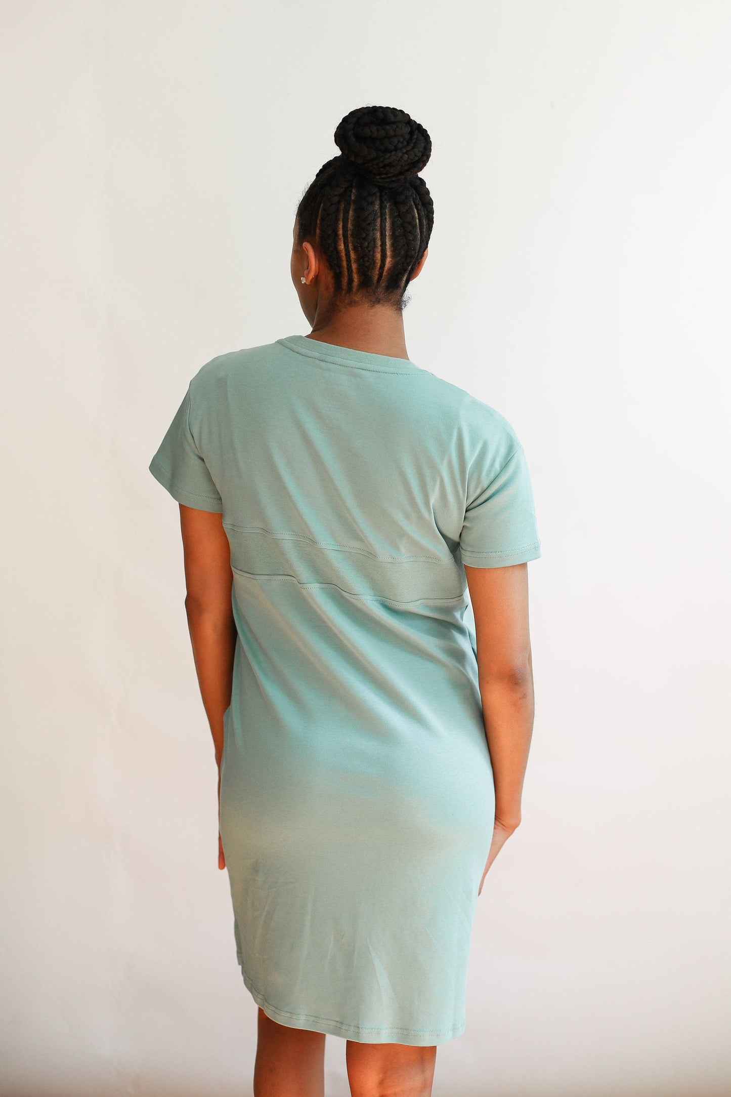 Breastfeeding Invisible Zipper T-Shirt Dress | Soft Teal
