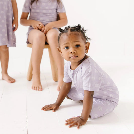 Bamboo Summer Zip Romper | Lavender Rainbow