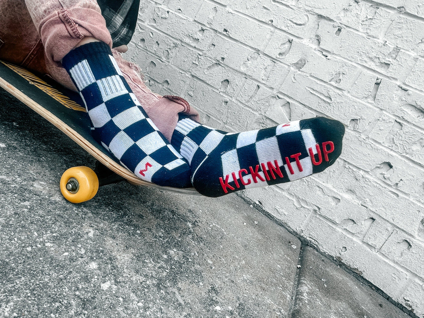 Black + White Checker Sock