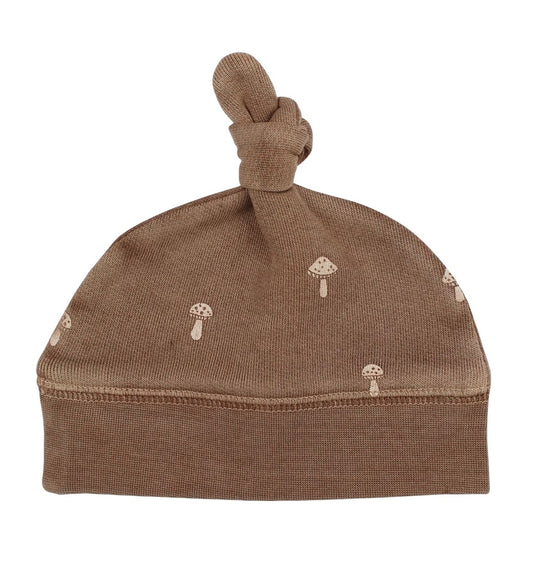 Organic Cozy Top-Knot Hat | Umber Mushroom