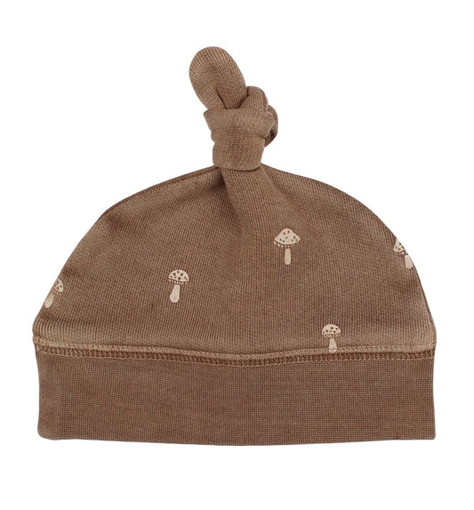 Organic Cozy Top-Knot Hat | Umber Mushroom