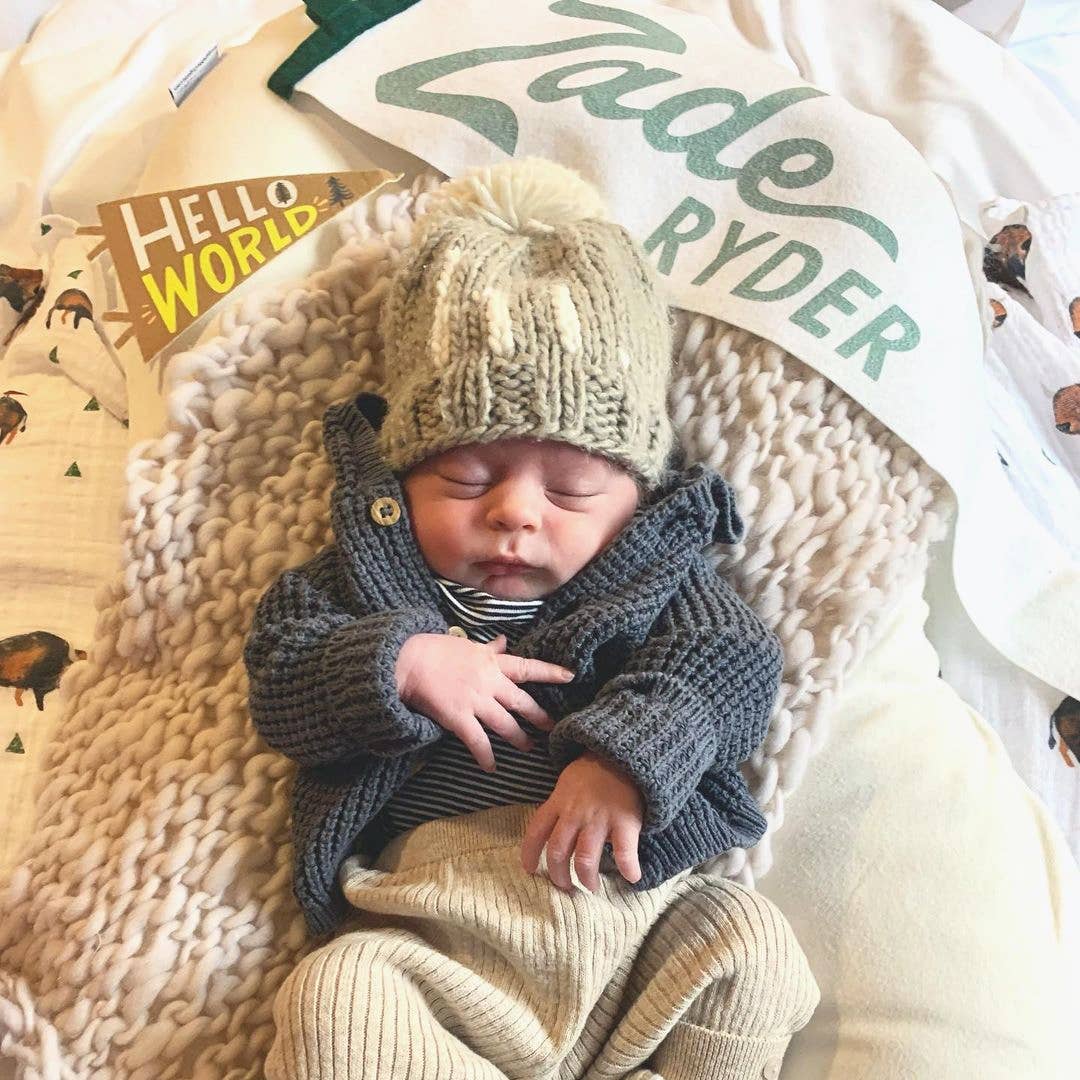 hi. Hand Knit Beanie Hat | Pebble Brown