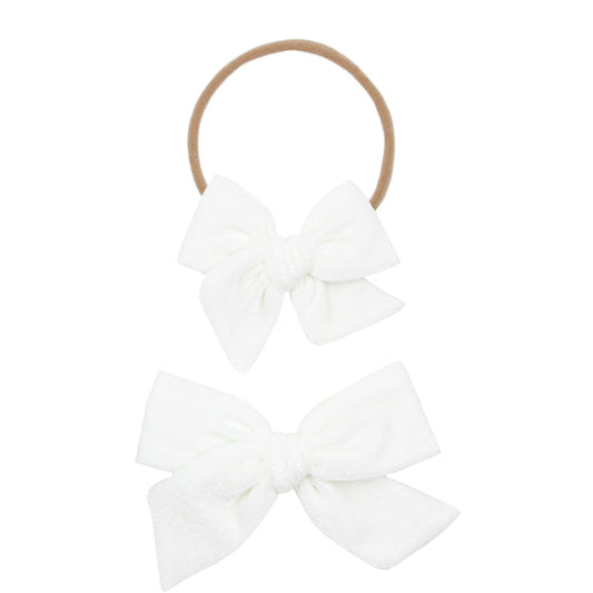 Ivory Velvet Bow | Nylon Headband