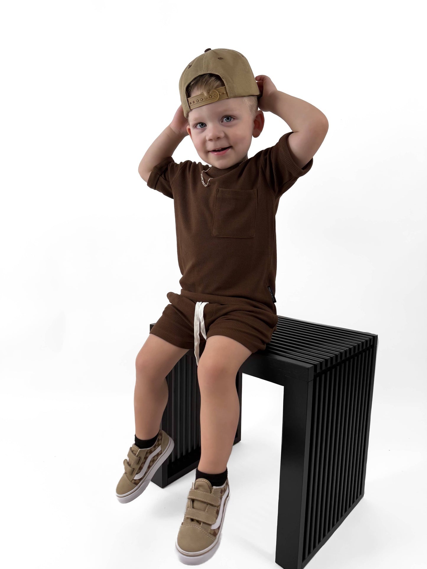 BAMBOO WAFFLE POCKET TEE - UMBER