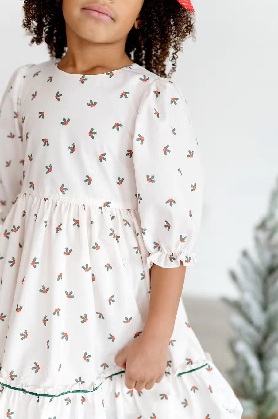 Kiki Dress in Holly Berries | Poplin Cotton Dress