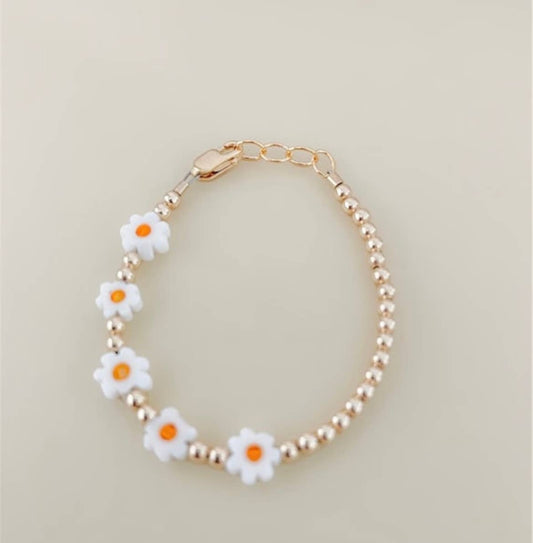 14k Gold Filled Daisy Flower Bracelet