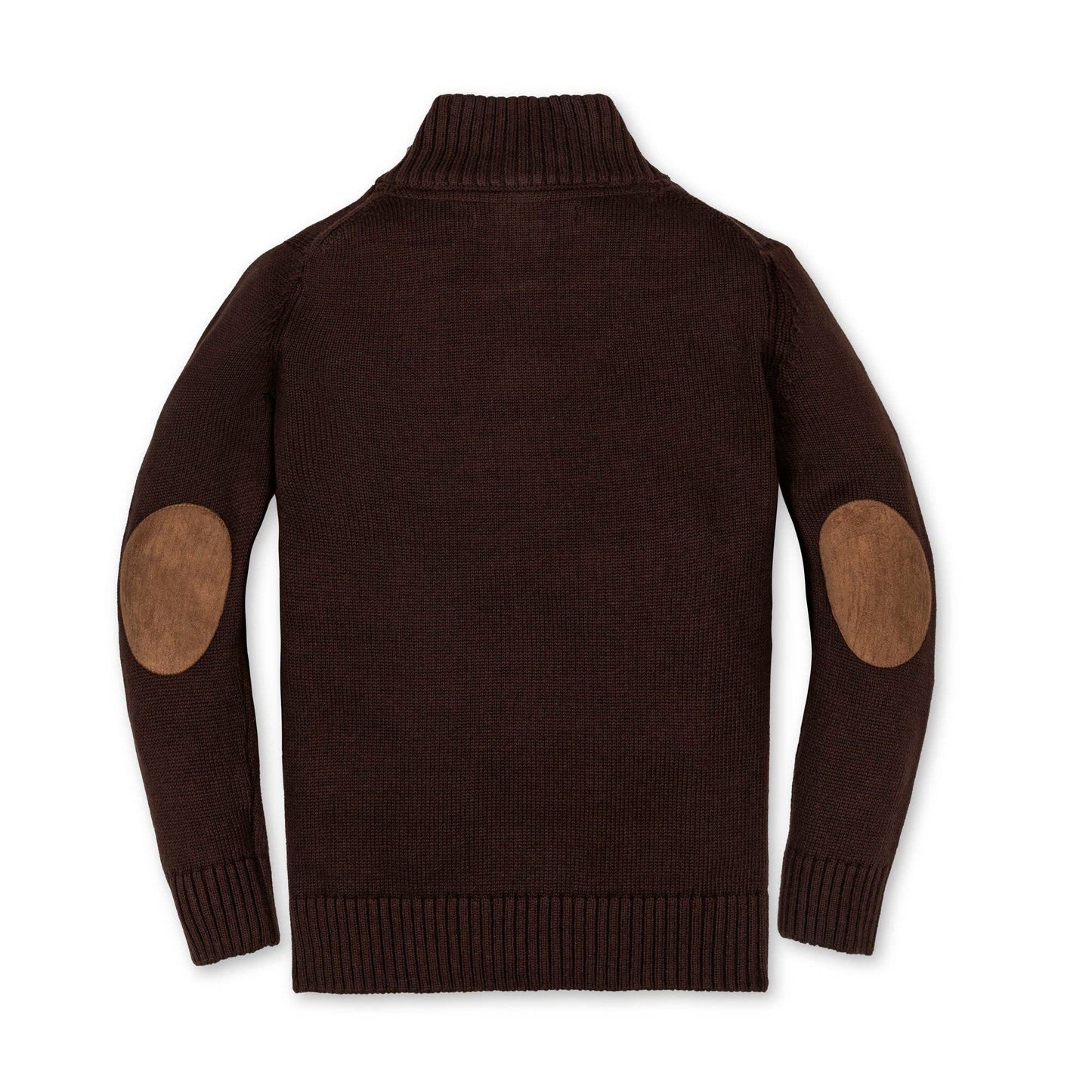Organic Half Zip Sweater with Elbow Patches | Chocolate