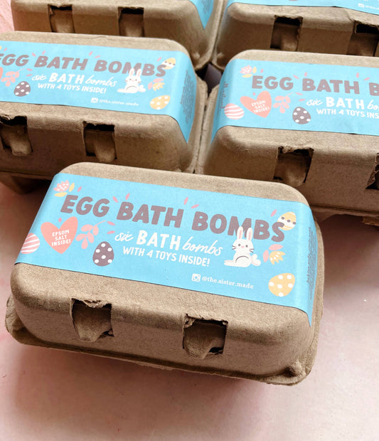 6 Pack Easter Egg Bath Bombs with hidden toys!
