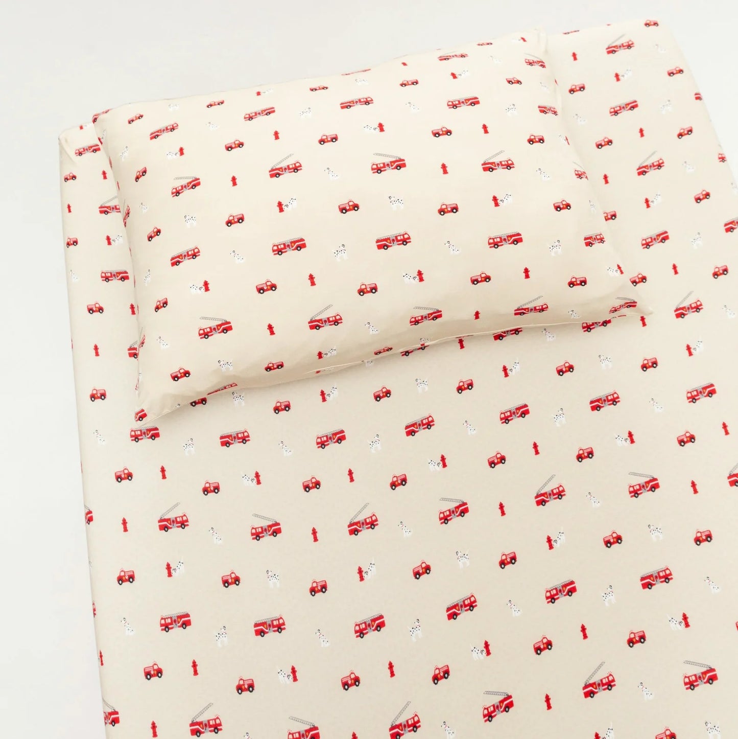 Twin Sheet & Pillow Case | Firetrucks