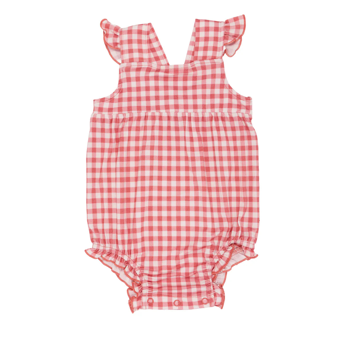 Flutter Sleeve Romper | Mauve Small Gingham
