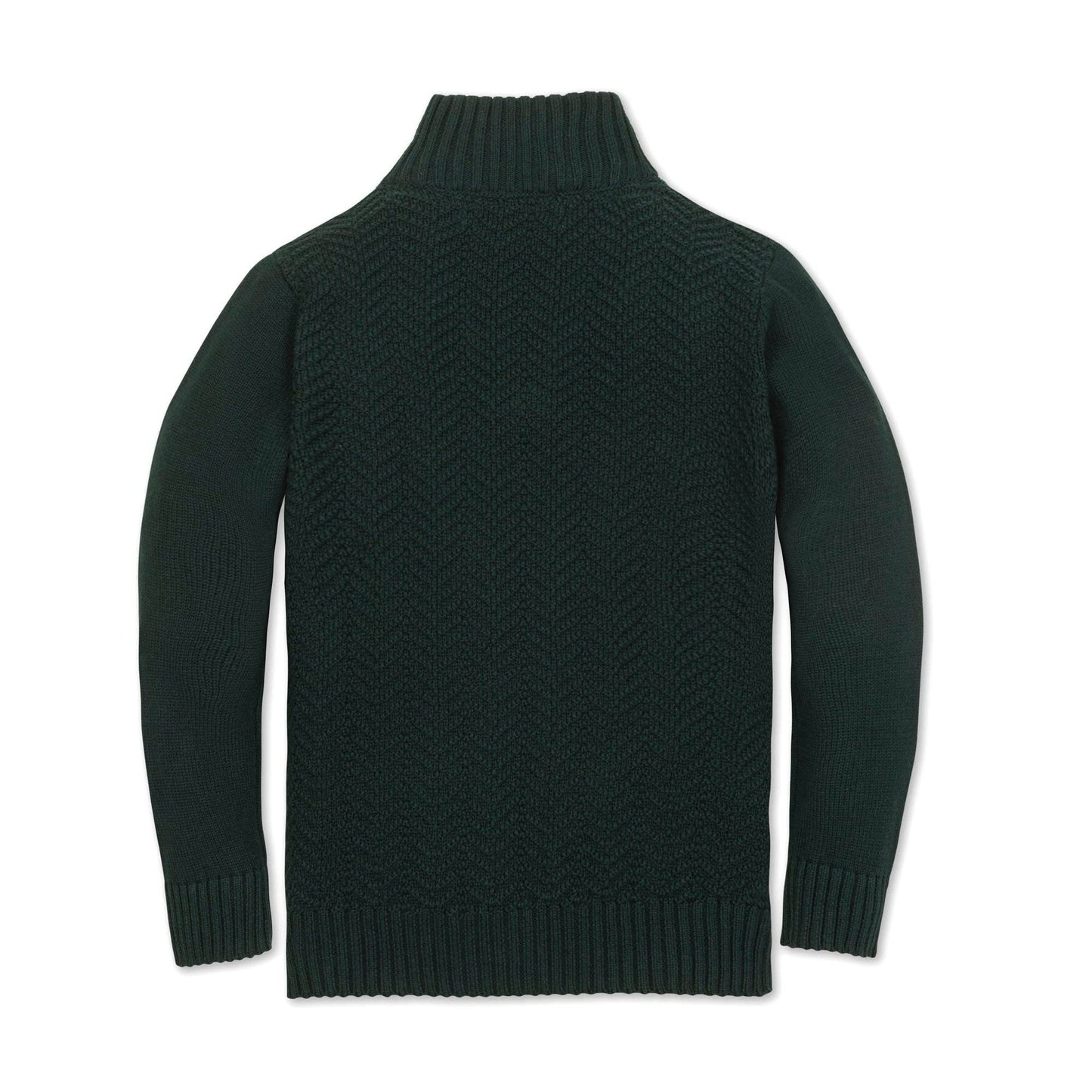 Organic Half Zip Cable Sweater | Pine Green Chevron