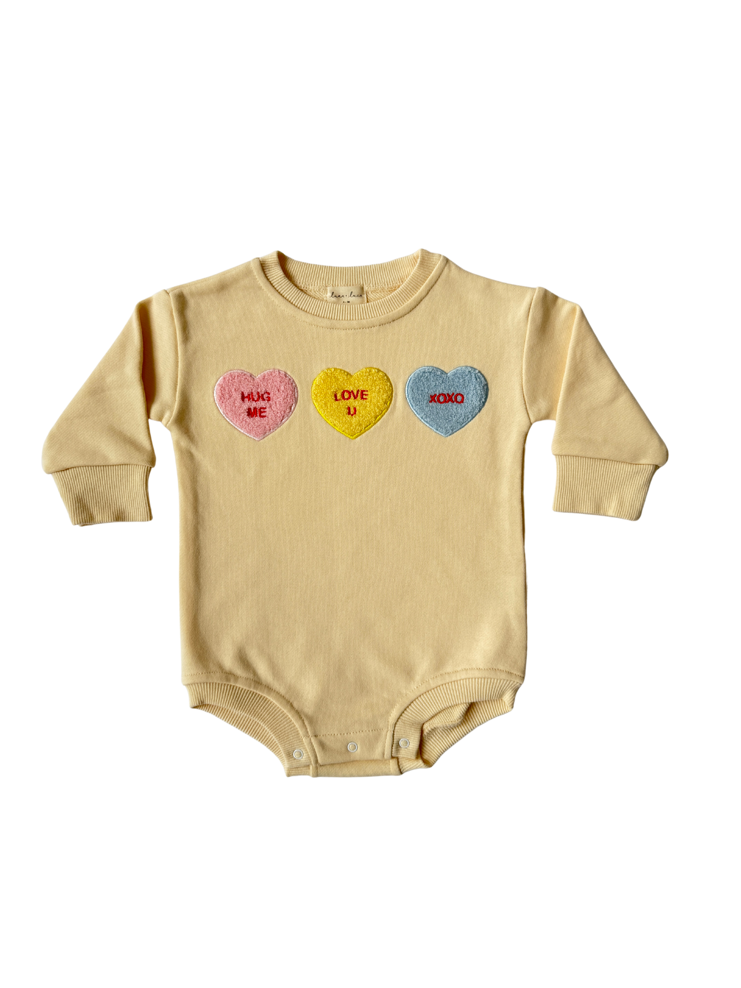 Candy Hearts Bubble Romper | Cream