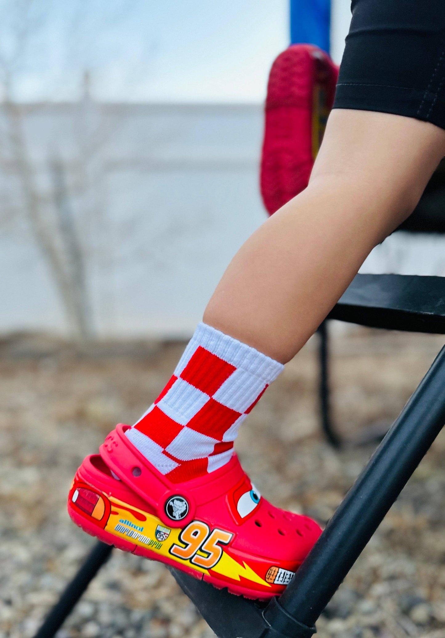 Red + White Checker Sock