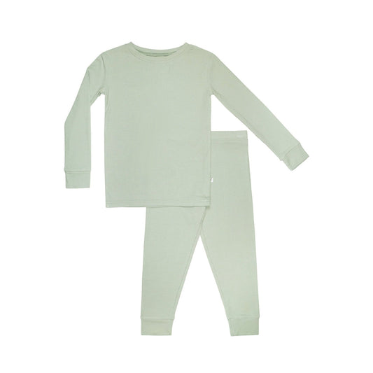 Small Ribbed Two-Piece Bamboo Pajama Set | Dusty Sage