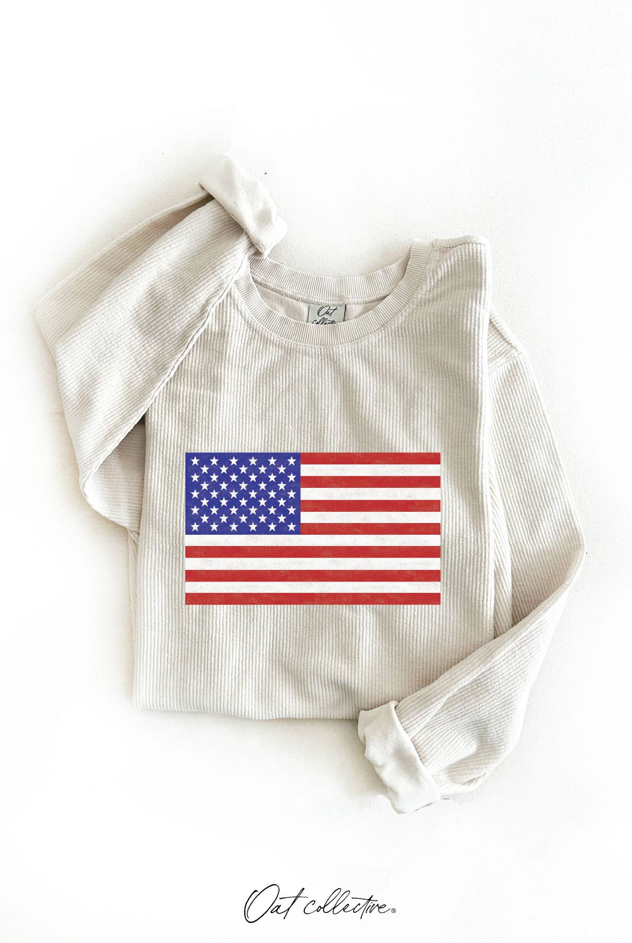 USA Flag Thermal Vintage Pullover | Dusty Vanilla