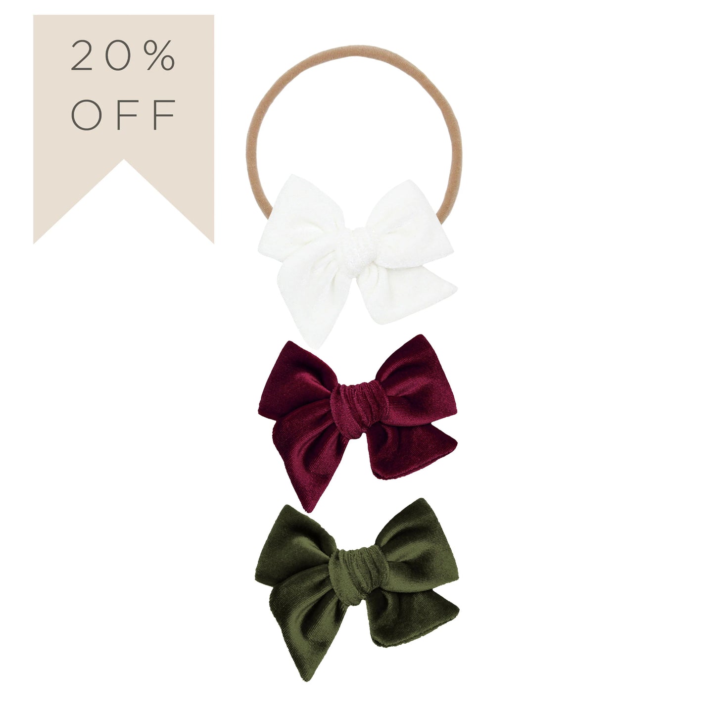 Velvet Bow Nylon Headband 3-Pack | Wine