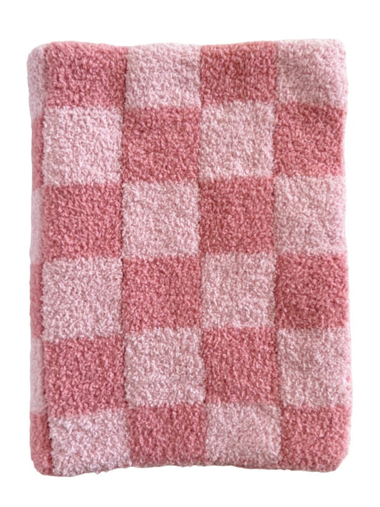 Phufy® Bliss Checkerboard Mini Blanket | Strawberry/Carnation