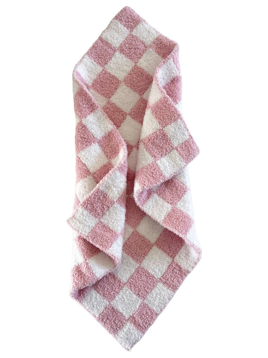 Phufy Bliss Checkerboard Mini Blanket | Strawberry Pink