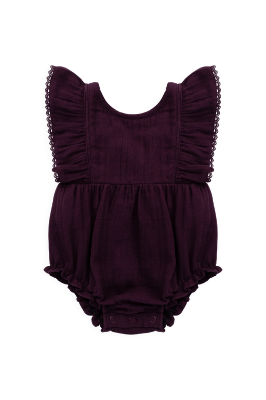 Organic Cotton Muslin Beatrice Romper | Fig