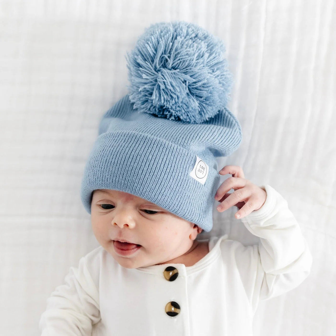 Steel Blue Beanie with Pom – ROBIN•riley