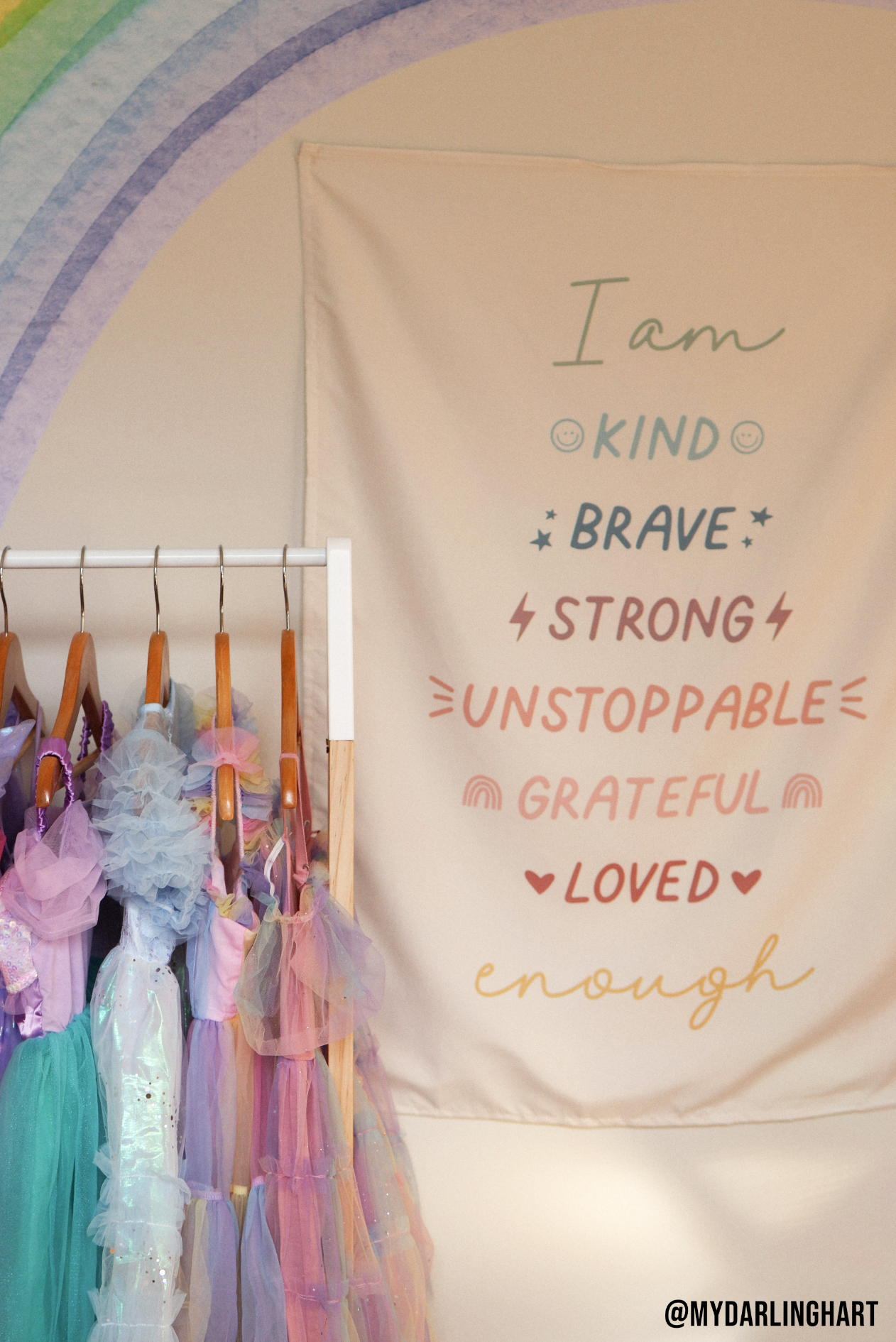 Affirmations Banner (Muted Rainbow) | Kids Wall Hanging